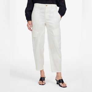 NEW Madewell Barrel Leg Utility Pant in Garment Dyed Twill White Size 0 $128